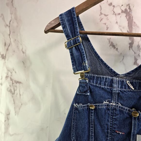 Carhartt Overalls Mens 34 Jean Vintage Bib Denim Carpenter Crop - Picture 2 of 12